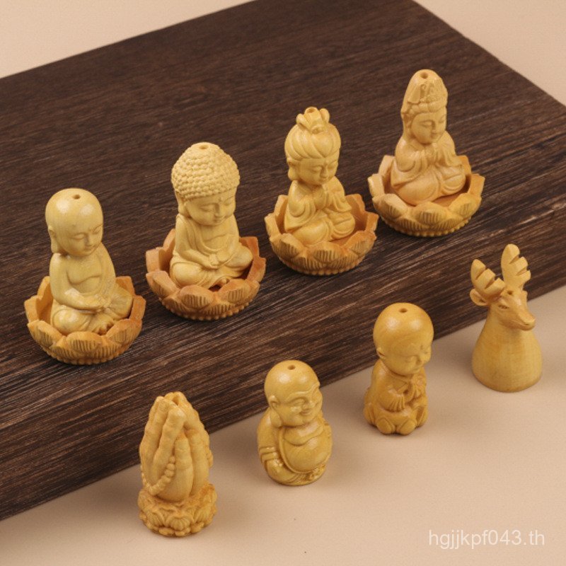 Boy Guanyin Guanyin พระพุทธรูปรถ Maitreya E18 พระพุทธรูป Lotus ที่นั่ง Boxwood แกะสลักจี้รถลูกปัดแขว