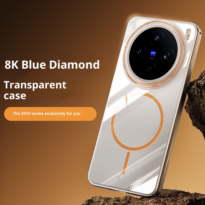 สําหรับVIVO X300 Proหรูหราโปร่งใสแม่เหล็กชาร์จไร้สายเคสโทรศัพท์สําหรับVIVO X200 Ultra X200 Pro X200S Slimกันกระแทกคริสตัลใสฮาร์ดปกหลัง