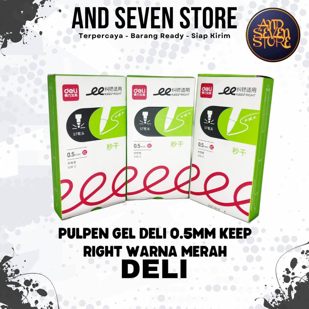 MERAH ปากกาเจล Deli 0.5 มม. หมึกแดงขวา S08-E