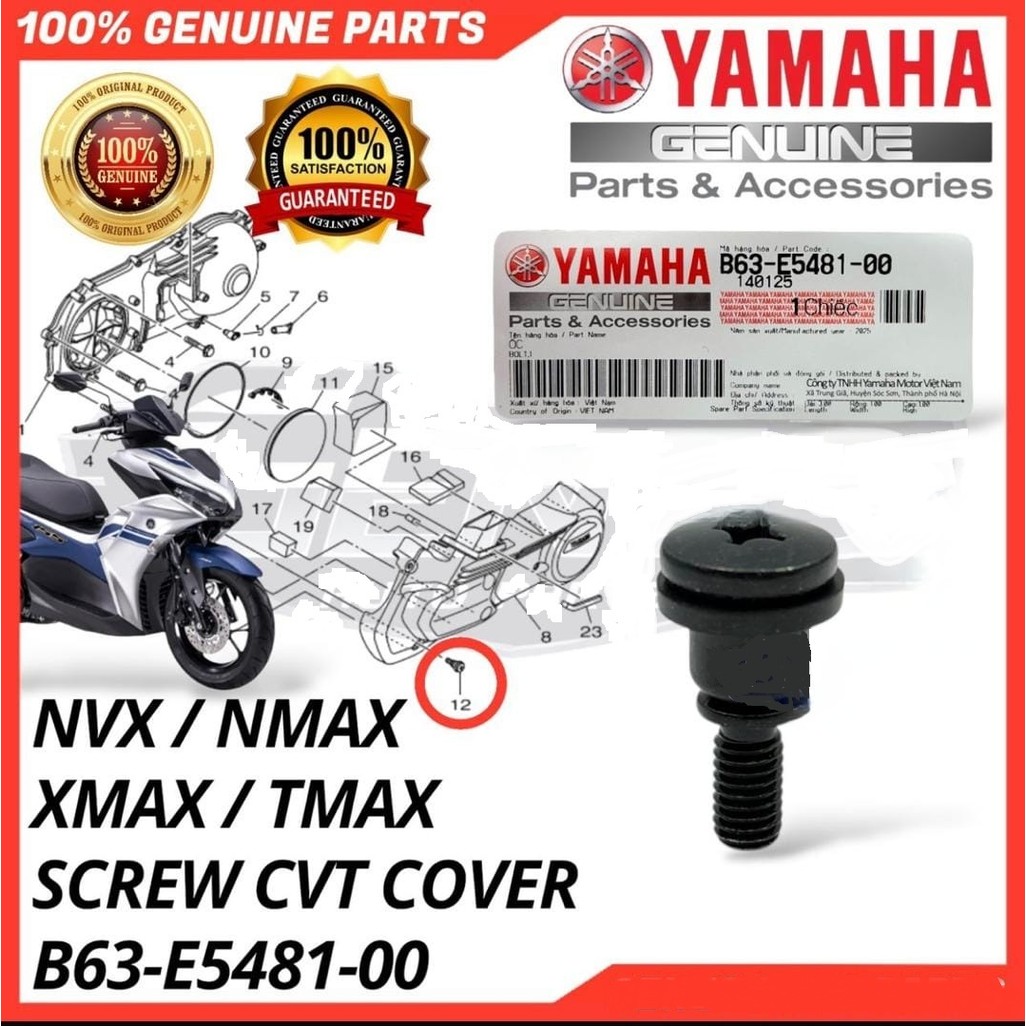 -YAMAHA NMAX NVX 155 XMAX 250 TMAX 530 560 CVT ฝาครอบ SCREW (1 ชิ้น) -B63-E5481-00