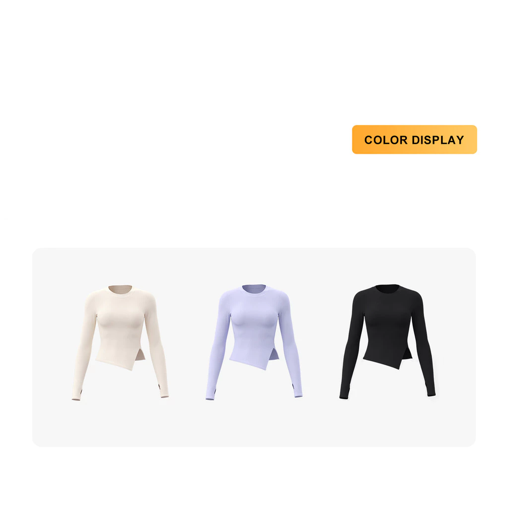mvp sport เสื้อยืดคอกลมสีพื้น เสื้อกีฬาแขนยาว เสื้อโยคะ ชายผ่า thumbnail 7