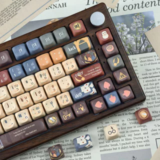 Harry Potter Thai Keycaps 125 คีย์ MOA/เชอร์รี่โปรไฟล์ PBT Dye Sublimation Wooting Aula F75 รอบ Keycaps Cool สีน้ําตาล Magic School Hedwig Hogwarts Keycap