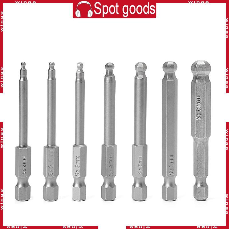 WIN 7 ชิ้น 65 มม.ปลายแม่เหล็กหกเหลี่ยมสําหรับหัว Hex ไขควง Bits เจาะเครื่องมือ 2