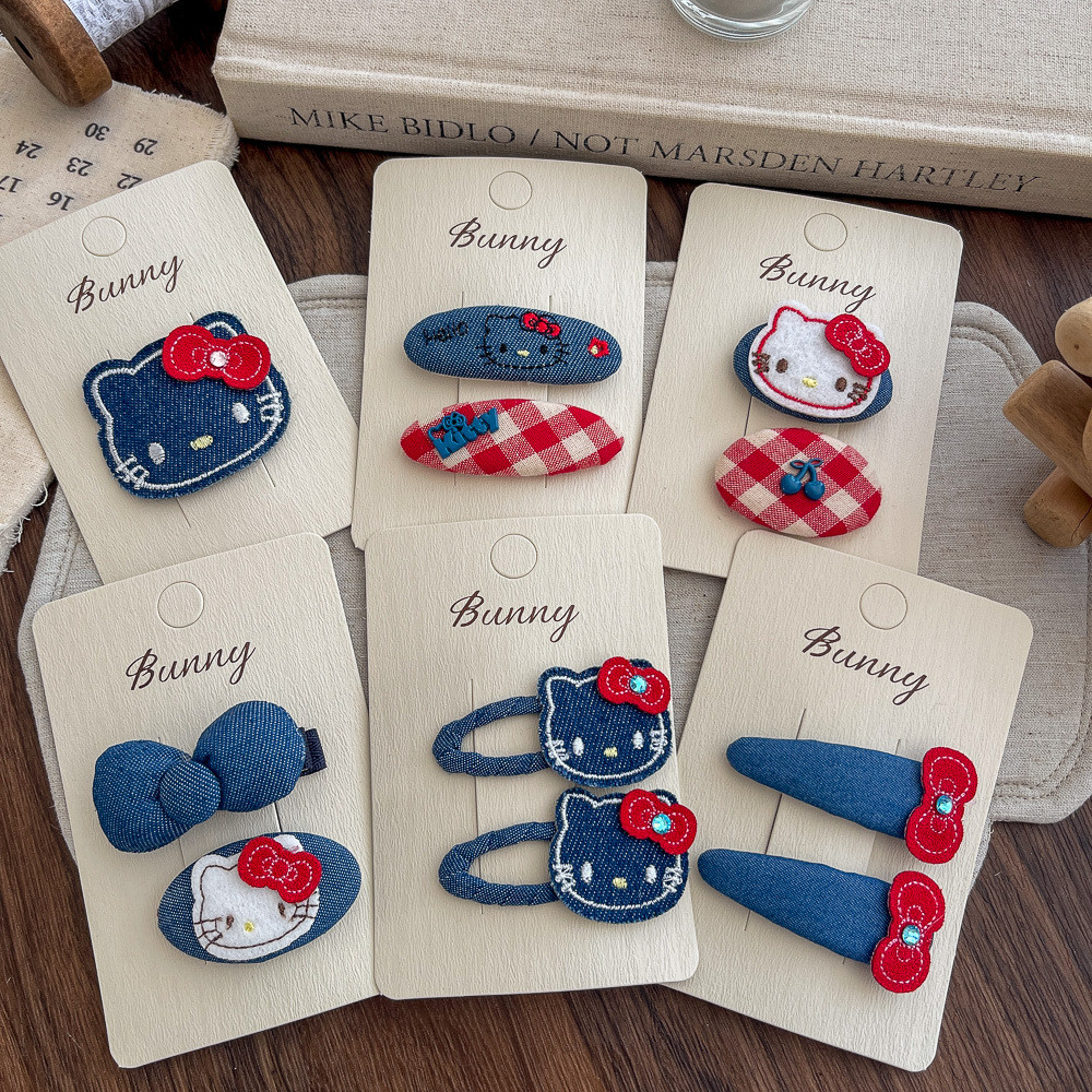 กิ๊บติดผมผ้ายีนส์สีฟ้าสไตล์เกาหลีน่ารัก