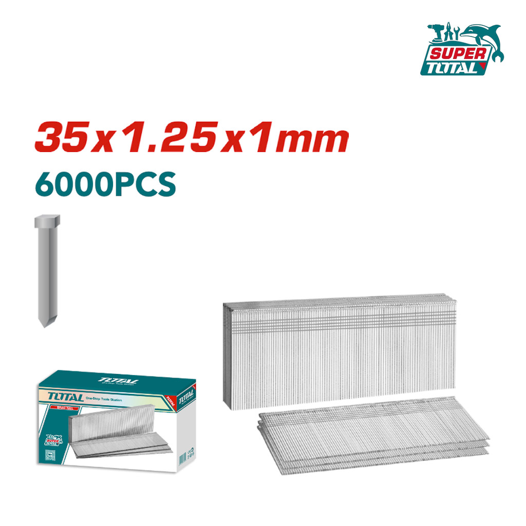 [ TOTAL ] (TAC918356) ชุดเล็บ Brad 6000 ชิ้น | 35  1.25  1 มม | Brad Nailer Fastener