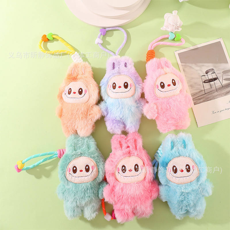 ตุ๊กตาจี้พวงกุญแจ Labubu Popmart Tie-Dye พร้อมสายคล้องคอแบบน่ารัก