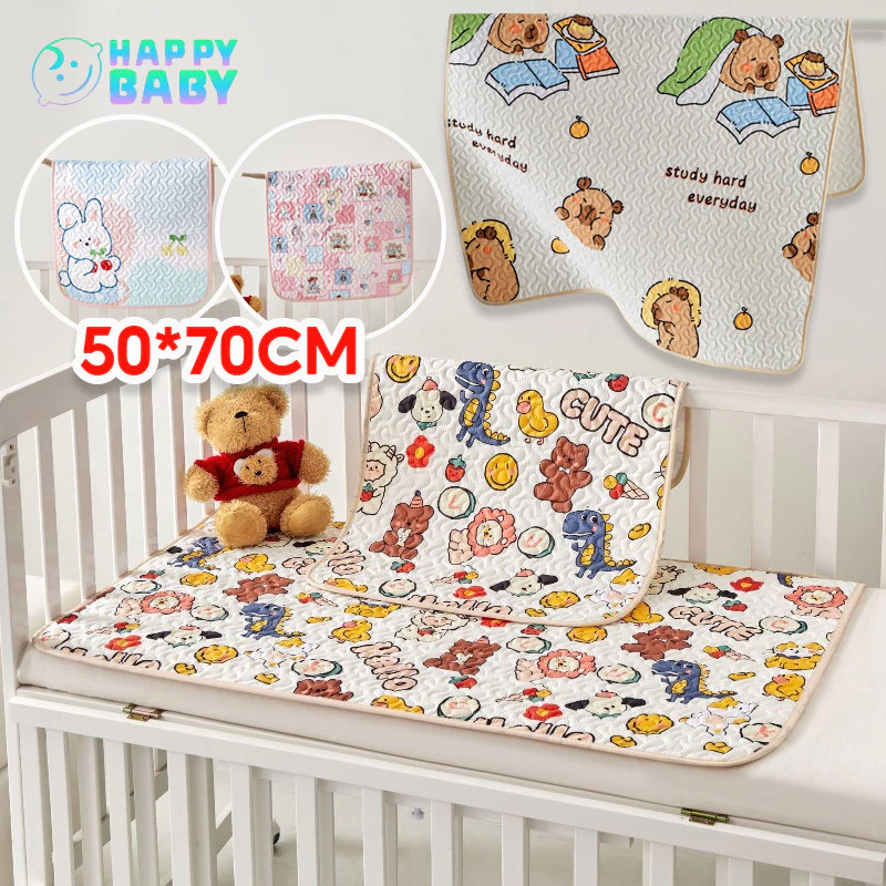 แผ่นรองฉี่เด็ก 50*70cm แผ่นรองฉี่ ผ้ายางรองฉี่ แผ่นรองซับที่นอน ผ้านุ่ม รูปแบบการ์ตูนน่ารัก