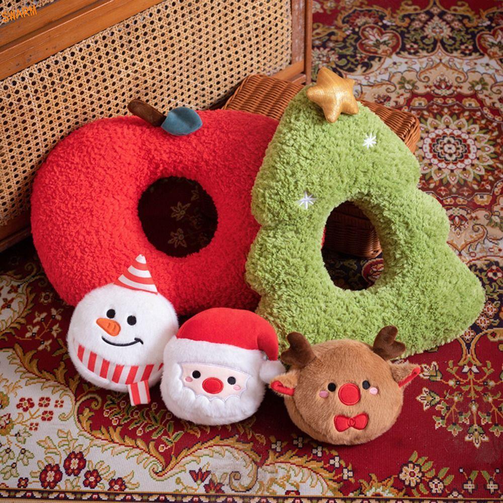 SWARM หมอนตุ๊กตาต้นคริสต์มาส, Kawaii น่ารักยัดไส้ต้นคริสต์มาส, Snowman Deer Super Soft การ์ตูนโยนหมอนเครื่องประดับบ้าน