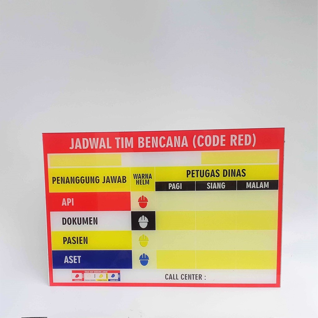 Code Red Board 31.5 cm x 46.5 cm รหัส Red Acrylic K3 รหัส Red Officer List Acrylic