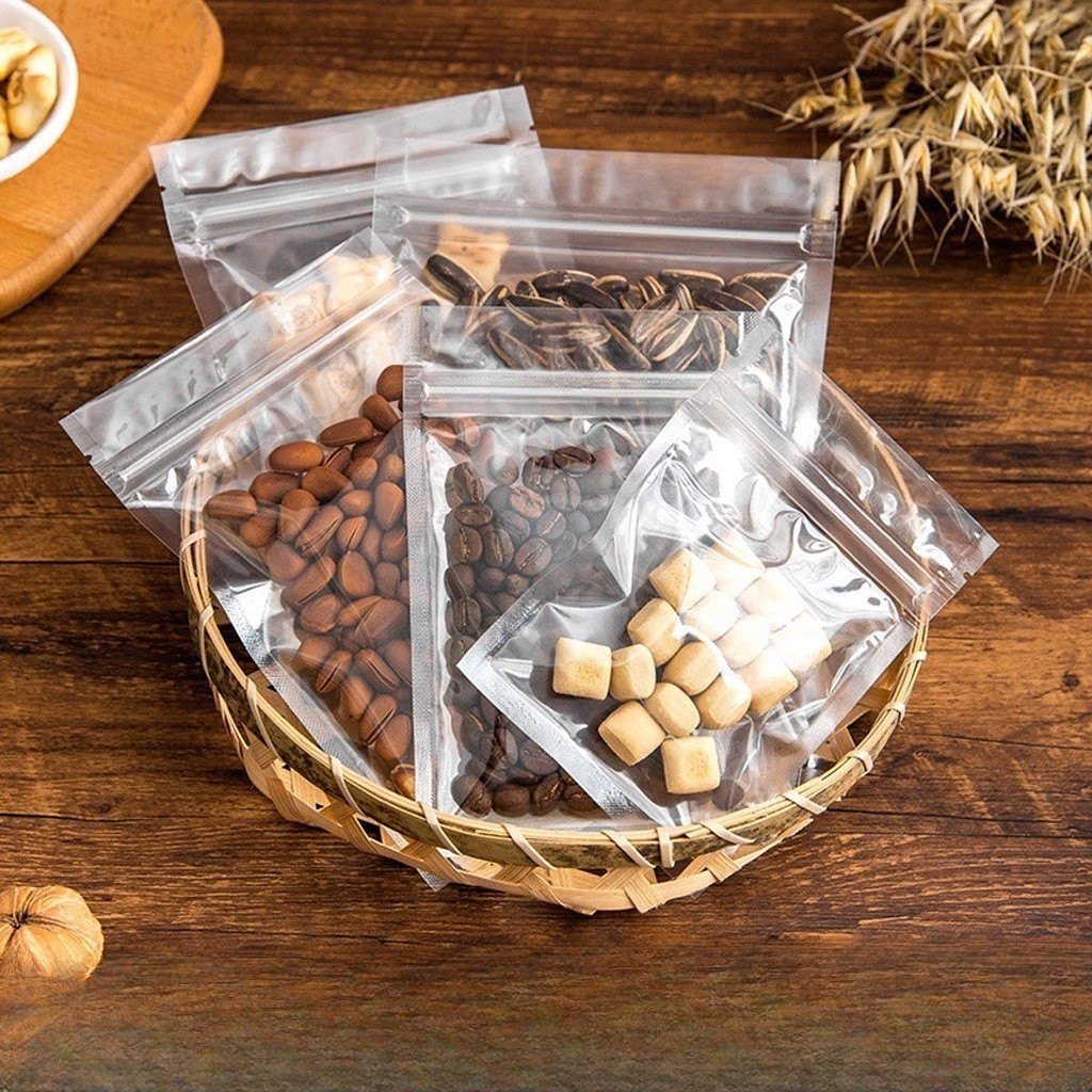 KBR Standing Pouch CLEAR ZIPLOCK & NON ZIPLOCK Plastic Clip Food Packaging R1008