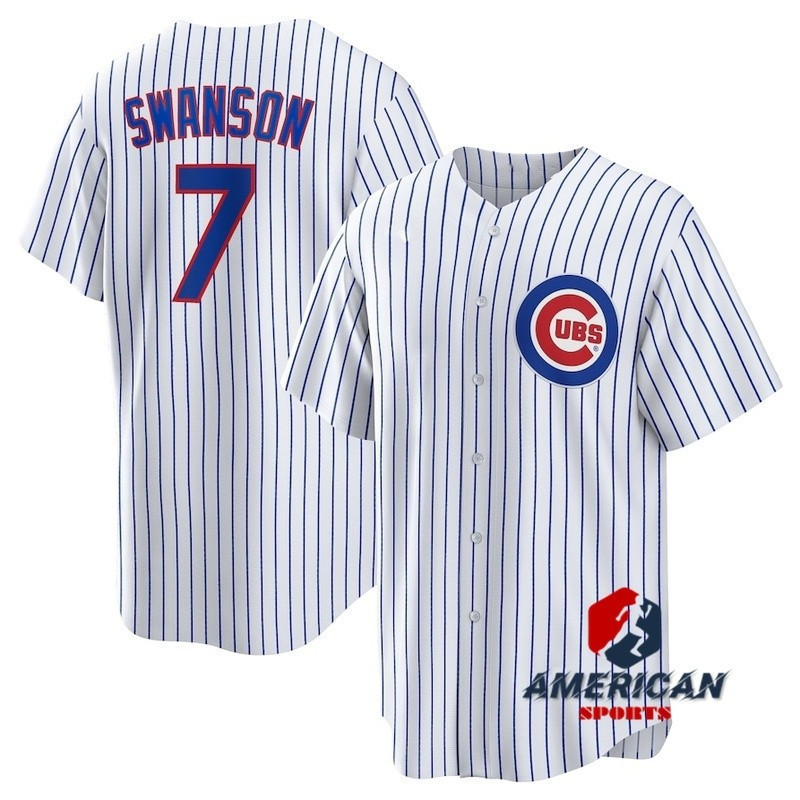 KK Men MLB Chicago Cubs Dansby Swanson White Home Baseball Shirt