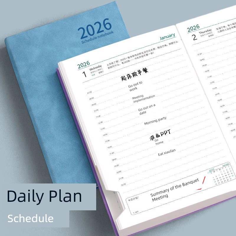 แพลนเนอร์ 2026 สมุดแพลนเนอร์ 2026คู่มือประสิทธิภาพหนังสือวางแผนรายวันปฏิทิน Notepad กำหนดการหนังสือส