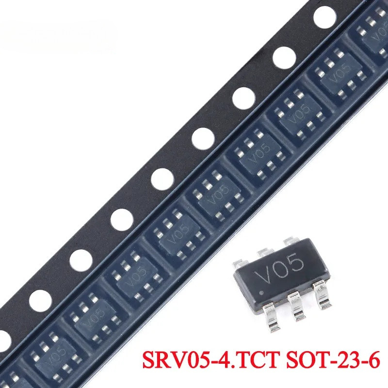 10ชิ้น/5ชิ้น SRV05-4.TCT SOT-23-6 SRV05 SOT23 V05 SRV05-4 5V 4 สาย TVS Transient Suppression ไดโอดชิป