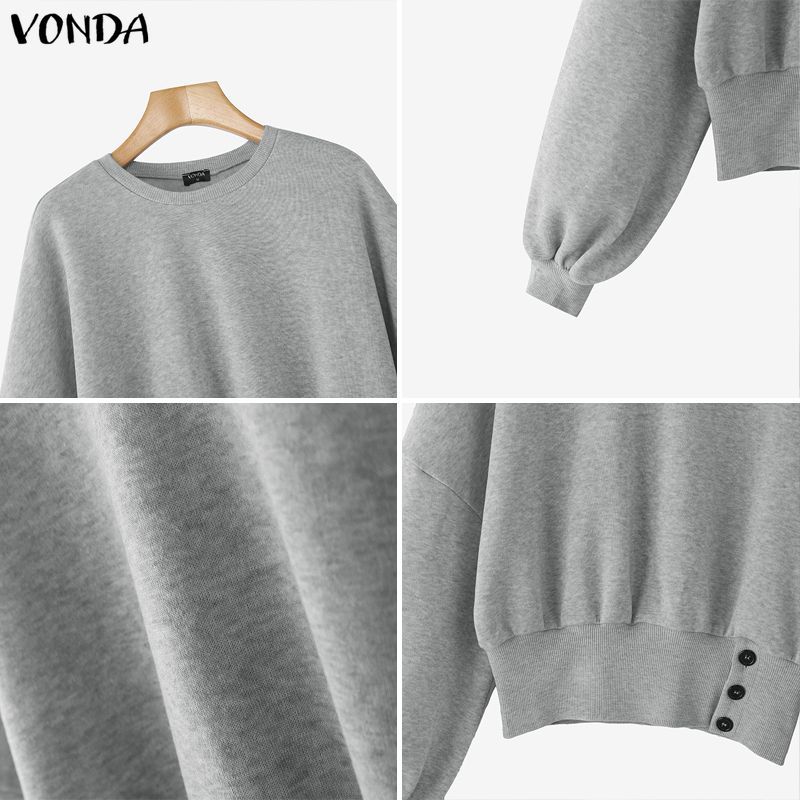 VONDA เสื้อผู้หญิง สไตล์เกาหลี มีกระดุมหน้าอกและคอปิดไหล่ ทรงคลายตัว — صورة 7