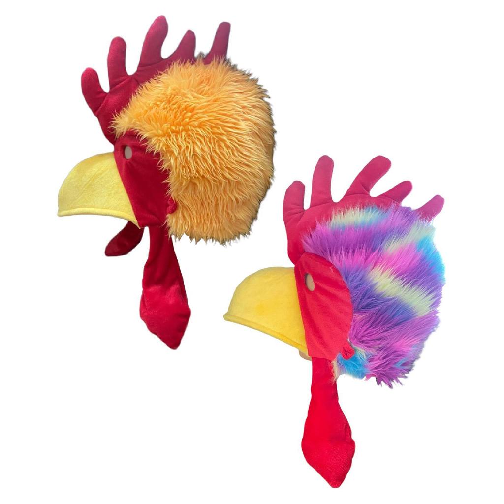 [mibum01eb] Rooster Hat Chicken Costume Halloween Headgear Plush Animal Bird Headwear