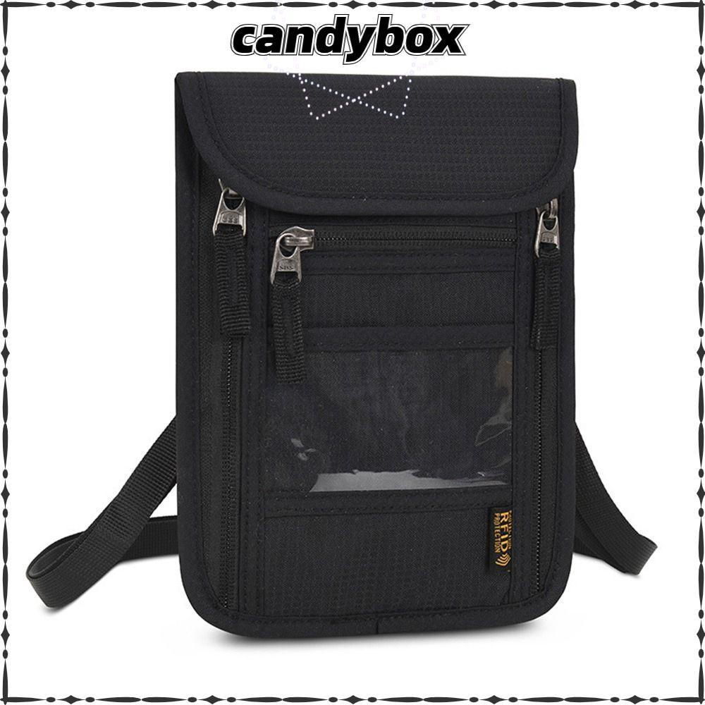 CANDYBOX กระเป๋าสตางค์คล้องคอสําหรับเดินทางแบบบางสําหรับผู้ชายผู้หญิง RFID Blocking