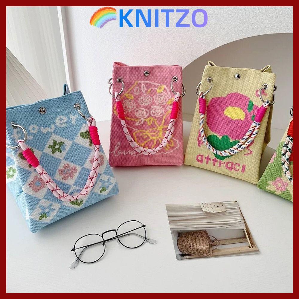 KNITZO Handmade tote bag ขนาดใหญ่ ดีไซน์แฟชั่นการ์ตูน สำหรับผู้หญิง จัดส่งจากประเทศไทย