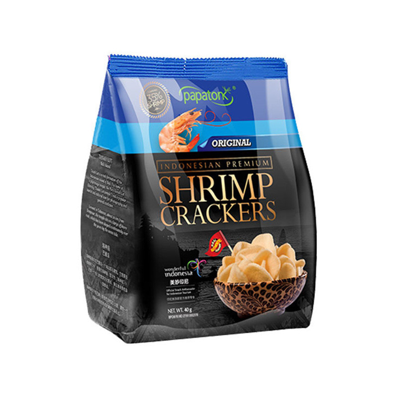 อินโดนีเซียนําเข้า Papatong กุ้งชิป 85g มะเขือเทศมะเขือเทศทอมหยินกงสาหร่ายขนมดั้งเดิมขนมป่องขนม 11.2