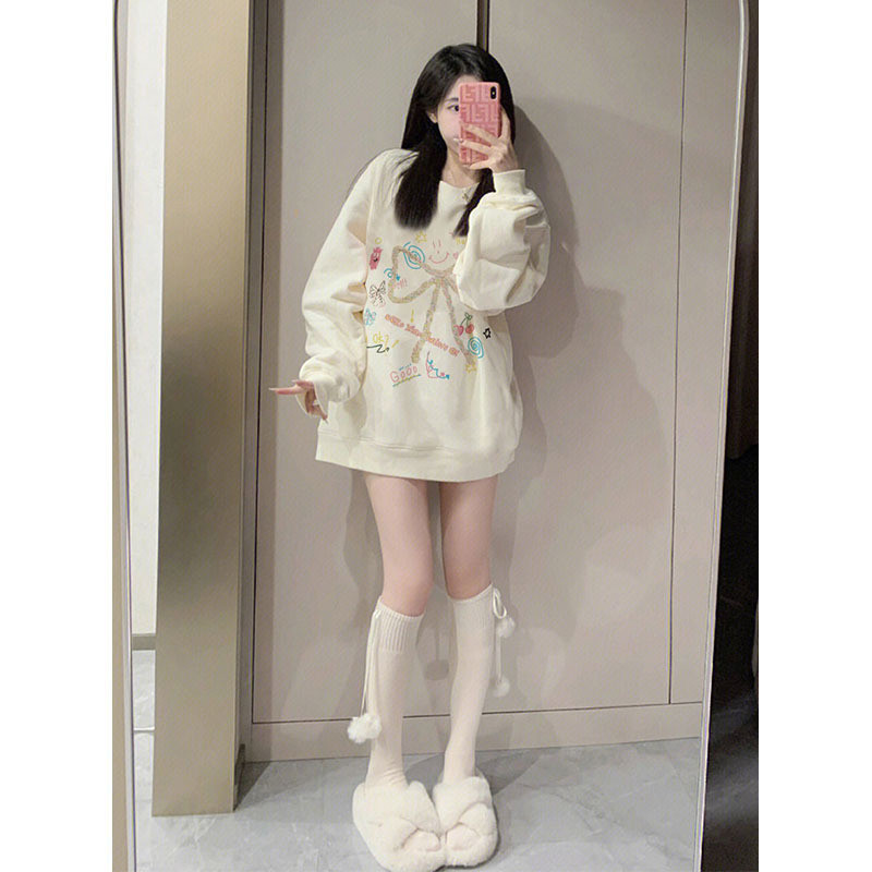 VENGGU สินค้าใหม่เกาหลี Soft Girl Pink Bow Sweatshirt Thailand Southern Hot Sale Gentle Sweet Girl High-Quality Age-Reduction Long-Sleeved Top ราคา ถูกที่สุด ดีลบีเคเค แกลเลอรีภาพที่ 2