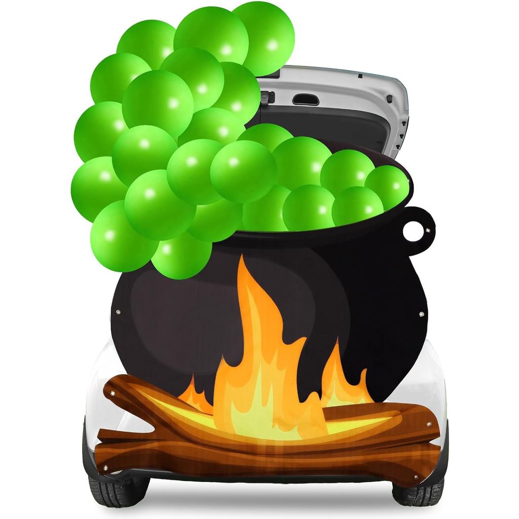Panelee ฮาโลวีนแม่มดขนาดใหญ่หม้อ Trunk หรือรักษาชุดตกแต่งรถแม่มด Cauldron แบนเนอร์ตกแต่งบอลลูนฮาโลวี
