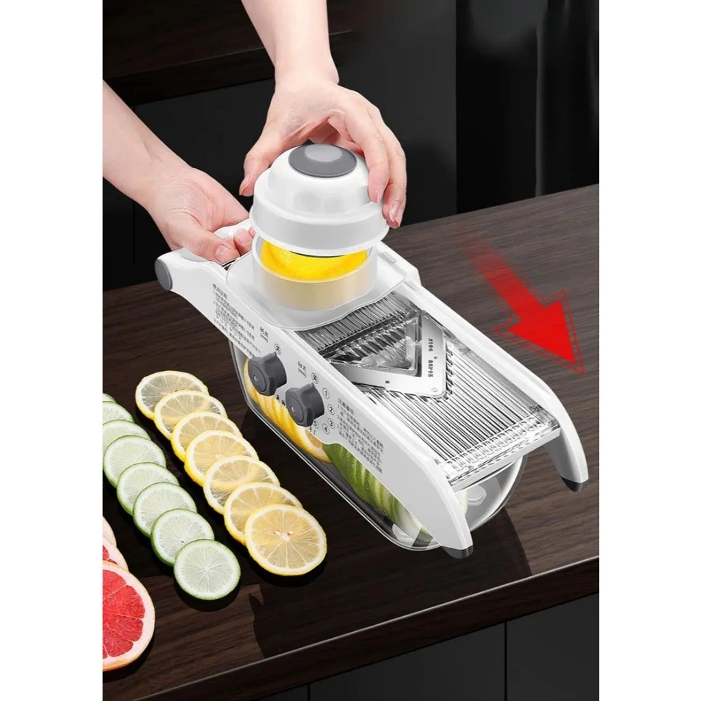 เครื่องหั่นผักอเนกประสงค์ เครื่องสไลด์เลม่อน ปรับความหนา 5 ระดับ ระสงค์เครื่องตัดมันฝรั่งเครื่องตัดบ้าน thumbnail 8