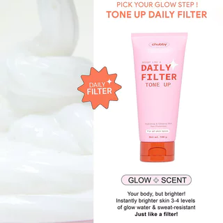 Chubby Daily Filter Tone Up 100g โทนอัพพี่ดารา โทนอัพฟิลเตอร์ชับบี้ ชับบี้ เนื้อบางเบา เกลี่ยง่าย ปรับผิวไบร์ทขึ้น.