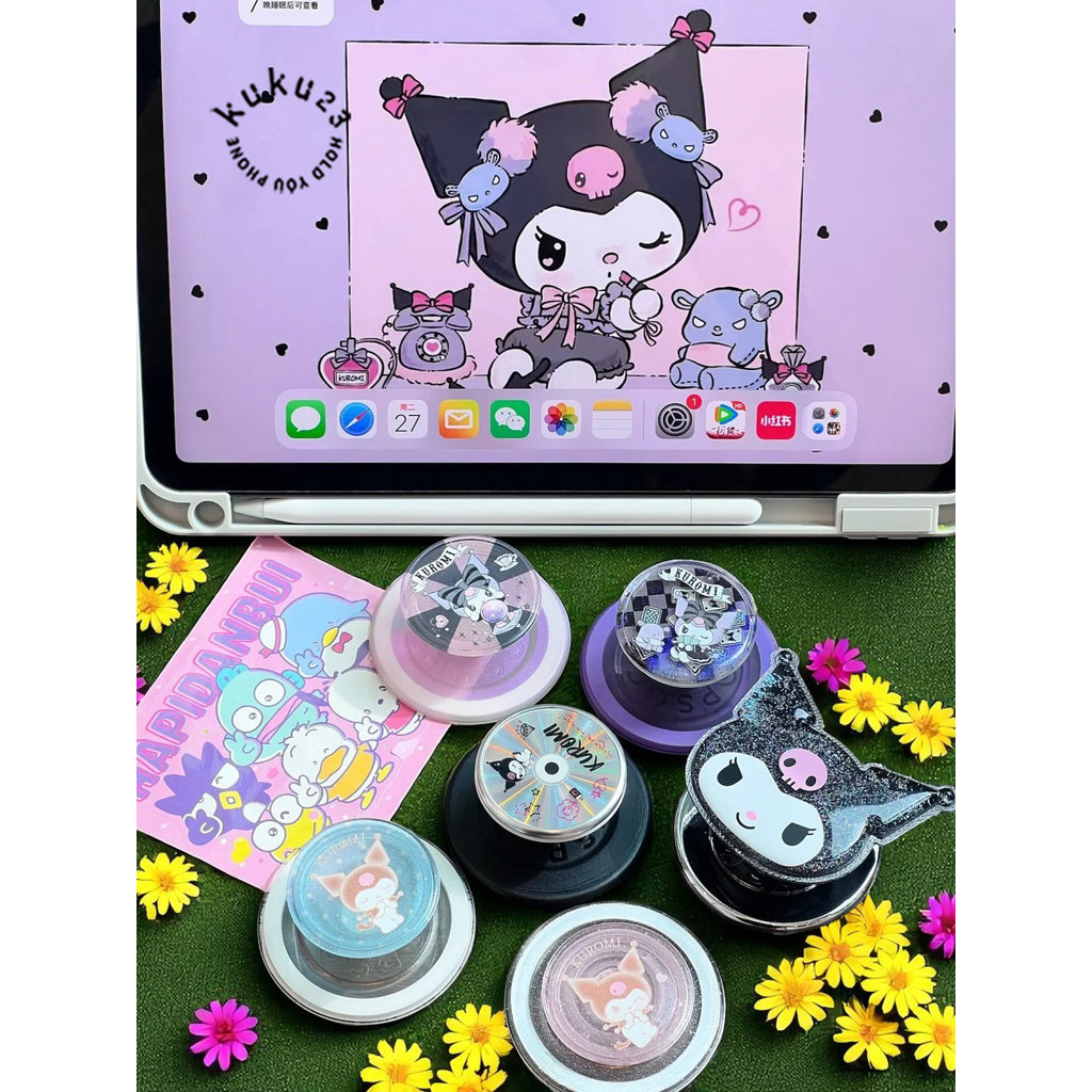 magnetic phone stand griptok KK23 การ์ตูน Kuromi น่ารัก Kuromi โทรศัพท์มือถือถุงลมนิรภัยผู้ถือ Retra
