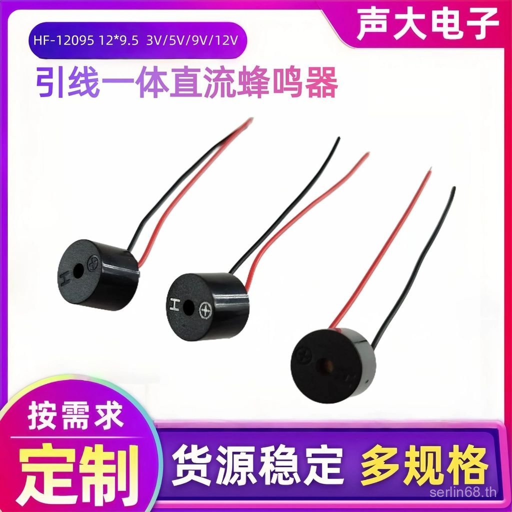 โรงงานการผลิต Pin 12095 Lead Integrated Buzzer 3V5V9V12V Lead DC Buzzer BK2D