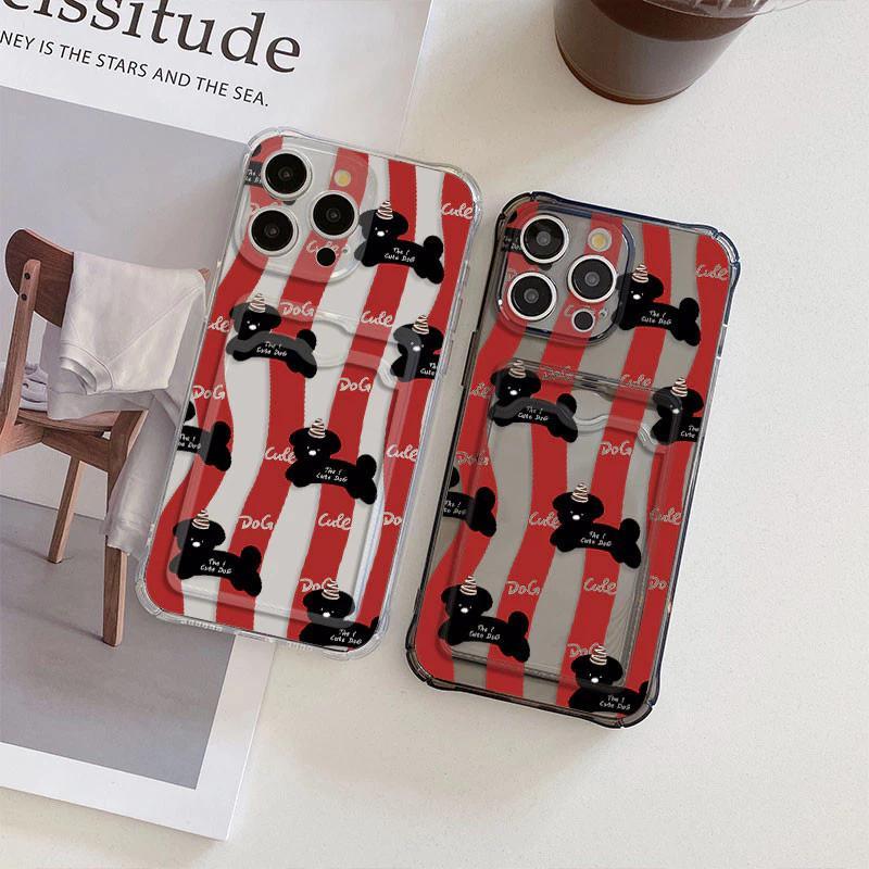 สุนัขน่ารักรูปแบบ Soft Slot Card Case สําหรับ Oppo A80 A3x A3 A38 A54 A55 A58 A74 A78 A95 4G F19 A5 