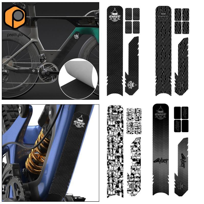 Prettyia สติ๊กเกอร์ตกแต่งและปกป้องจักรยาน กันกระแทกล้อ และฝาครอบสายเคเบิล สำหรับจักรยานกีฬา