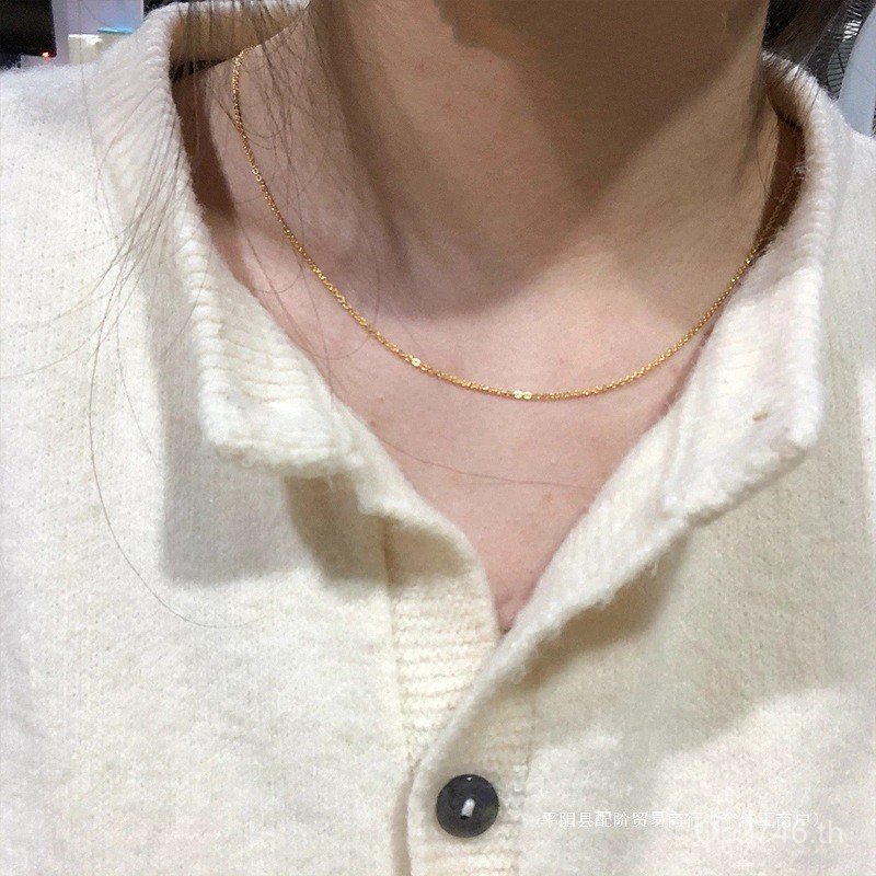 Pendantless โซ่หญิง Clause สร้อยคอทองจี้ Clavicle CHAIN 18 ไทเทเนียมเหล็กสามารถสวมใส่ Gold-Plated No