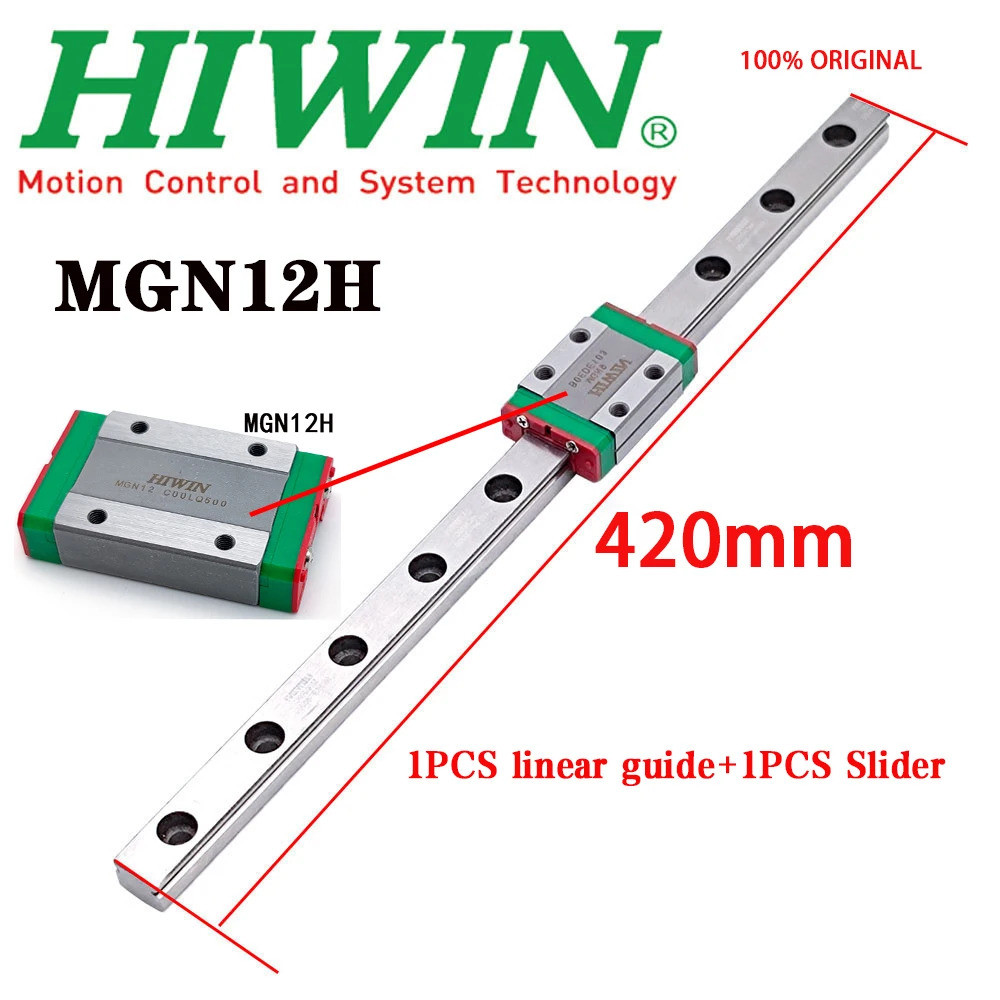 ใหม่ Hiwin Mgn12h Mgn12 รางนําเชิงเส้นที่มีความแม่นยําสูงพร้อมสไลเดอร์ 420 มม. Miniature Linear Guid