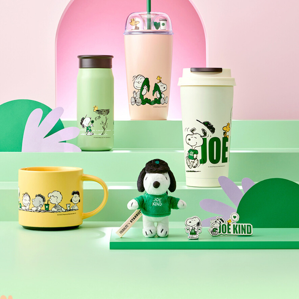 Jiyoon Starbucks 2025 Snoopy Co-Branded Thermos Mug แก้วฟางถ้วยพวงกุญแจ