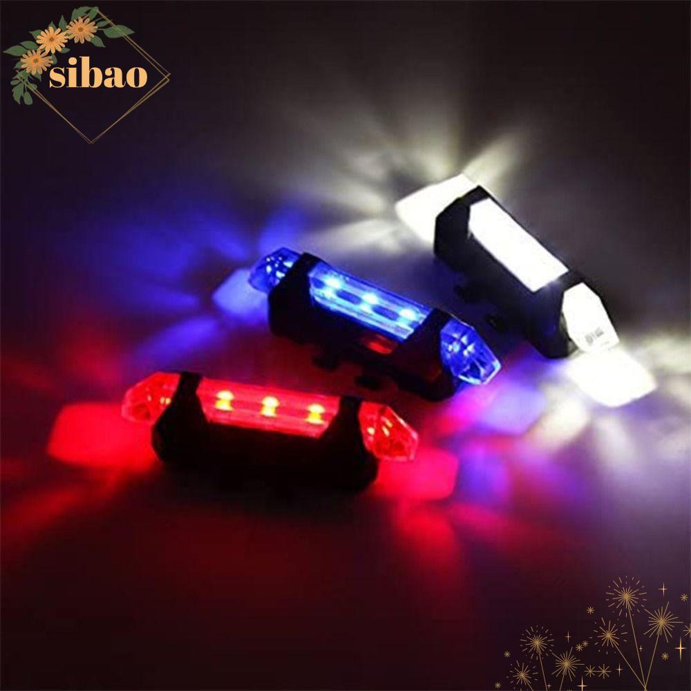 ไฟจักรยานด้านหลัง SIBAO แบบชาร์จ USB กันน้ํา ส่องสว่างด้วยแสงกระพริบสีสันสดใส เหมาะสำหรับปั่นจักรยานเสือภูเขาและจักรยานเมือง
