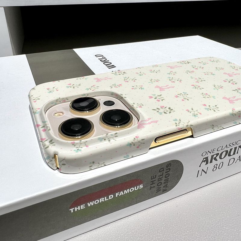 เหมาะสําหรับ iPhone 17 ดอกไม้สีชมพูโบว์เคสโทรศัพท์ 14ProMax XR 11 7/8Plus 17ProMax 14Pro 13ProMax 16ProMax XSMAX 17Pro 12 XS 15 16Pro Matte Shock-resistant Hard Case - รูปที่ 2