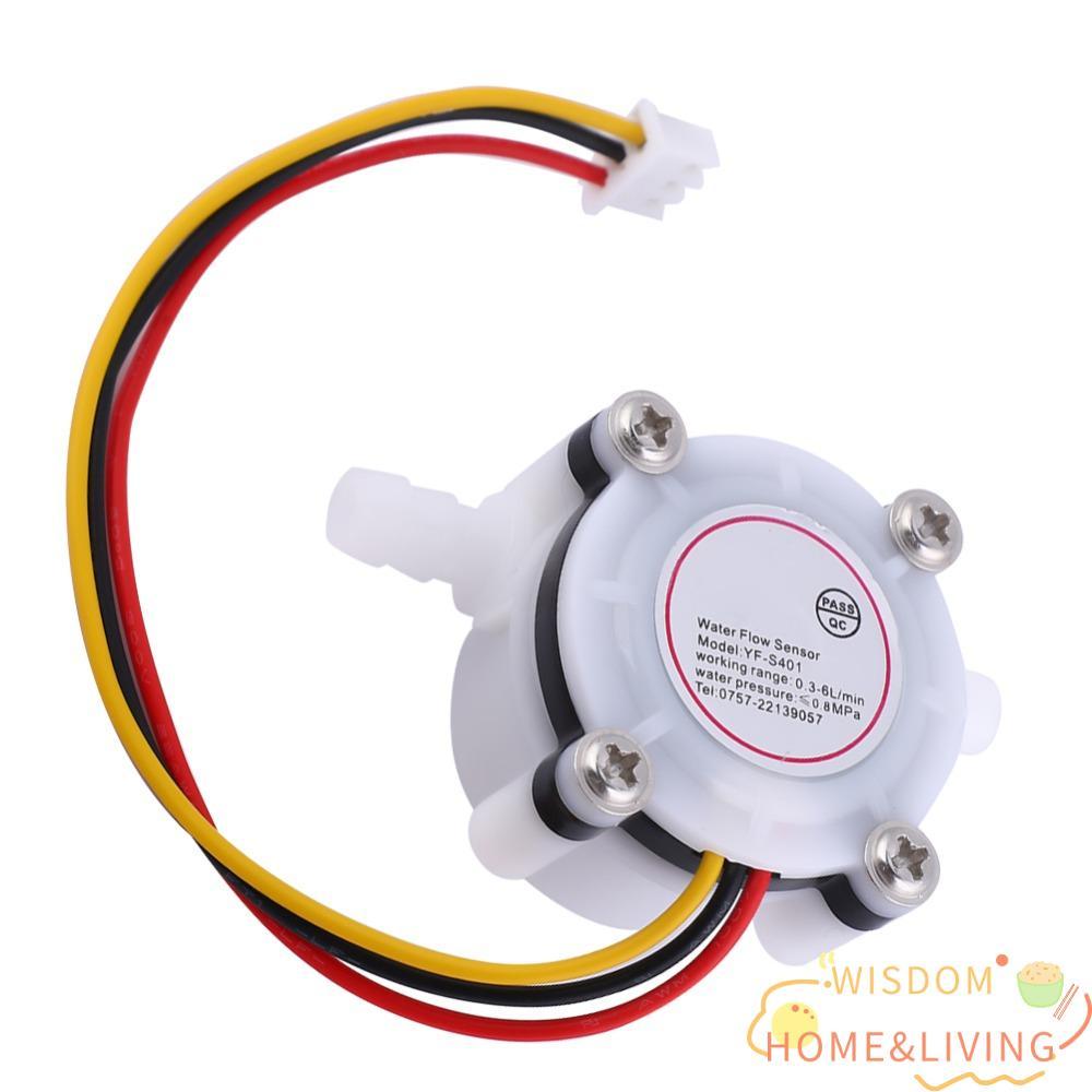 WISDOM Water Hall Flow Sensor, สําหรับ 6 มม.ท่อ YF-S401 Water Flow Sensor, Hall Effect 0.3-6L/min G1