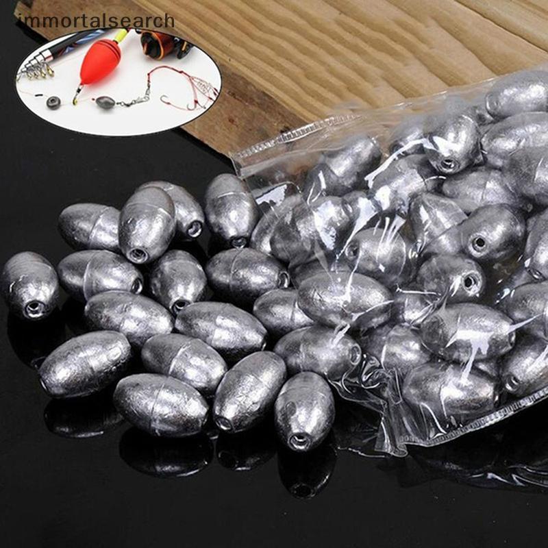 IMMO 100 ชิ้น ตะกั่วน้ำหนักสำหรับตกปลา ออกแบบทรงใบ.olive อุปกรณ์เสริมตกปลาคุณภาพดี