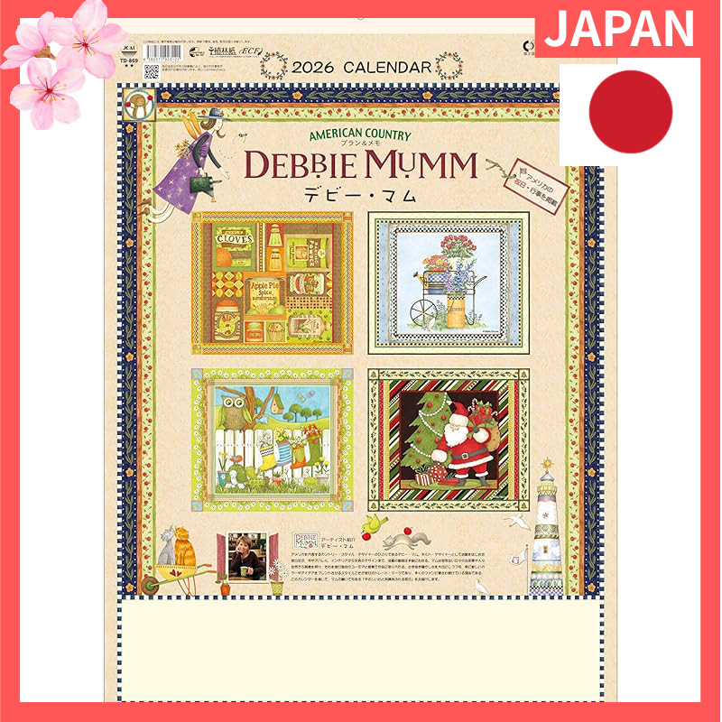 Todan 2026 Calendar Wall Hanging Debbie Mum (American Country) 53.5 x 38 cm TD-869【Direct from Japan
