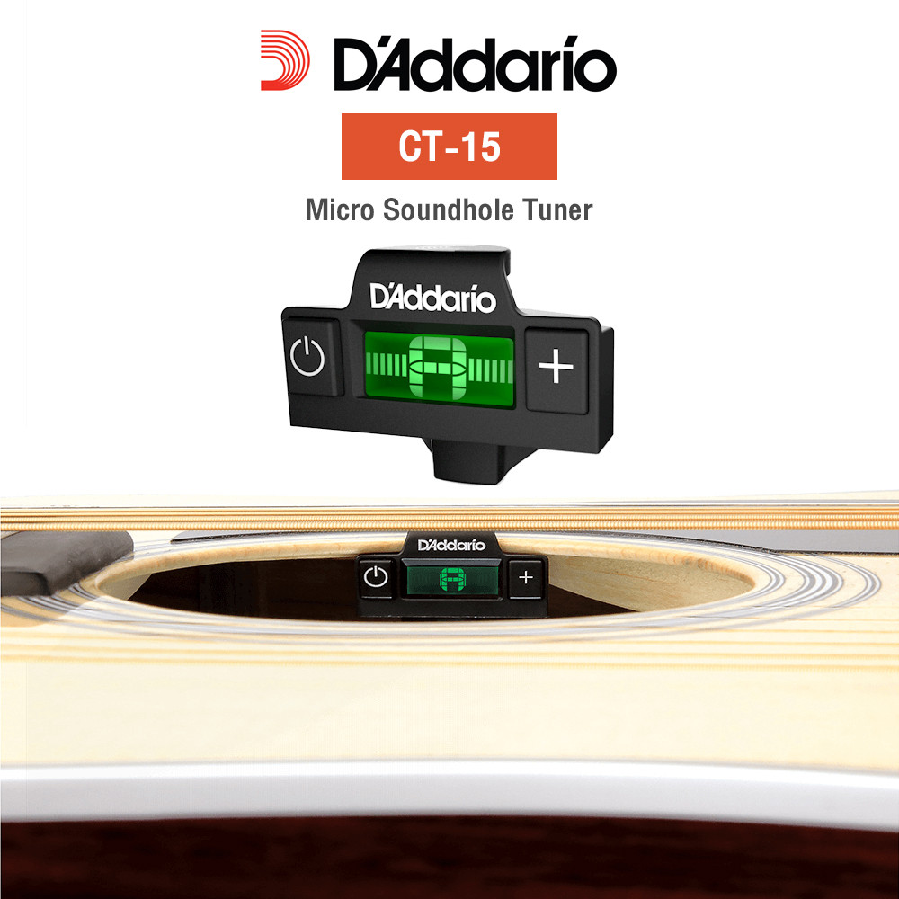 D'Addario® PW-CT-15 เครื่องตั้งสายกีตาร์ แบบหนีบซ่อนในช่องเสียง (Chromatic Headstock Tuner with Discreet Soundhole Clip)