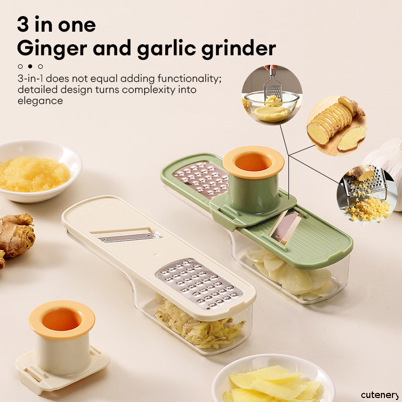 😊Cutenery😊3 in 1 เครื่องบดกระเทียมอาหาร โปรเซสเซอร์อาหารเครื่องมือกดเครื่องบดสําหรับเครื่องเทศทําอาหารร้านอาหาร