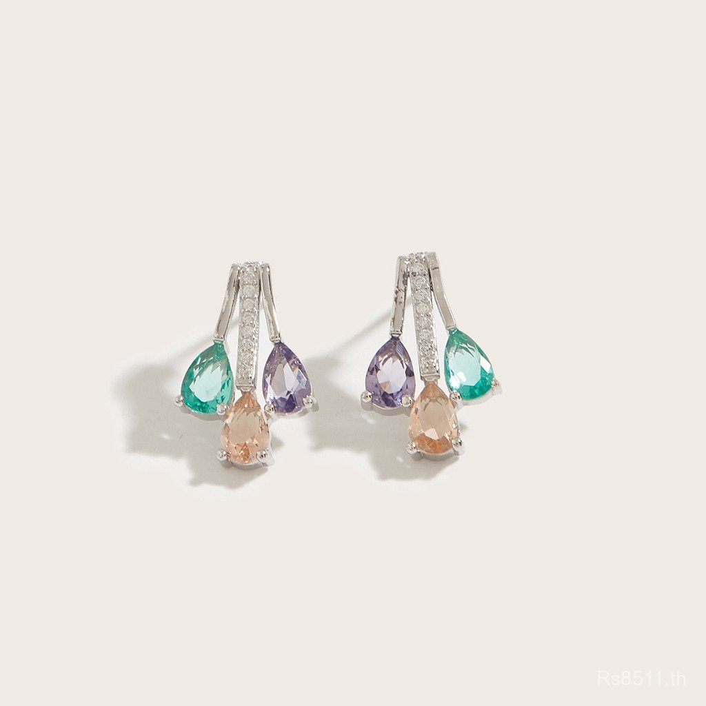 ต่างหู S925 แบบแฟชั่นสำหรับผู้หญิง สีฤดูร้อน KNX3