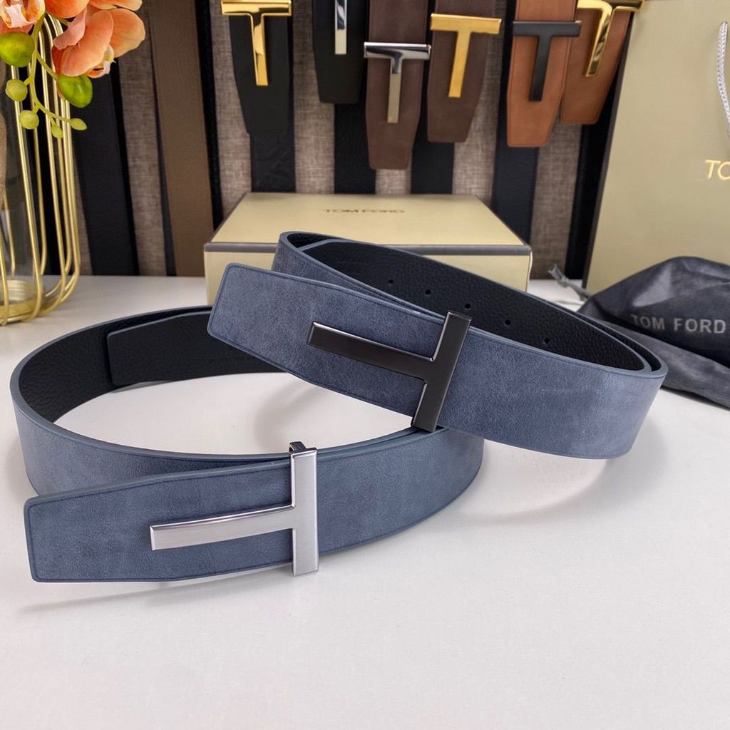 T TOM TOM Belt Mens Belt Mens Business Fashion Casual T-Buckle Simple Pants Belt All-Match Double-Si