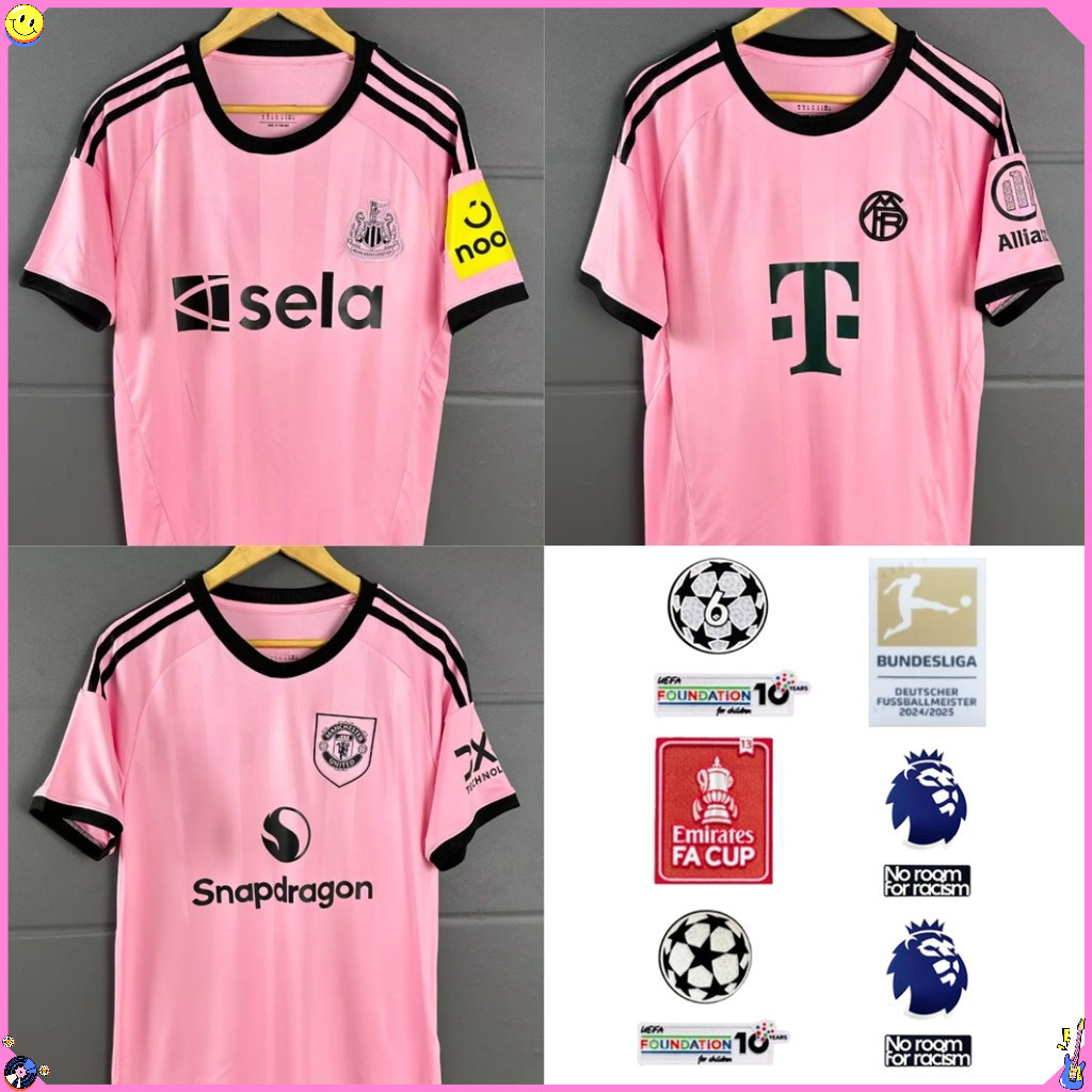 เสื้อผู้รักษาประตูทีมฟุตบอล Newcastle, Bayern และ Manchester United สีชมพู ไซส์ S-2XL