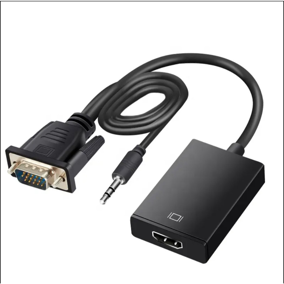 ตัวแปลงสัญญาณ VGA to HDMI 1080P พร้อมสายสัญญาณเสียงและพอร์ตจ่ายไฟ  มีเสียงด้วย