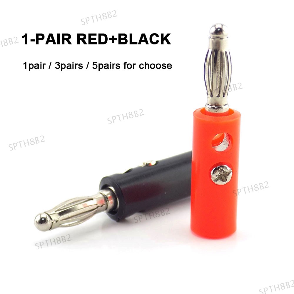 Banana Plug Connector 4 ซม. (2 ชิ้น/1 คู่สีแดง+สีดํา) สําหรับสายลําโพง Pin TH8B2
