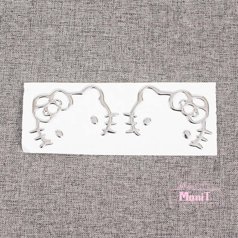 [MTech]สติ๊กเกอร์การ์ตูนน่ารัก 3D สติ๊กเกอร์คิตตี้สีเงิน สติ๊กเกอร์ตกแต่งมือถือ ยนต์ สติกเกอร์โลหะ ลายกันน้ํา สีเงิน สํา