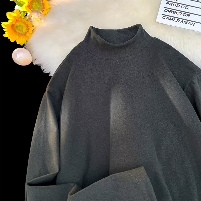 SEACHENIC เสื้อไหมพรมผู้ชาย สไตล์เกาหลี แบบปกม็อก สวมใส่สบาย สำหรับทุกวัน — صورة 8