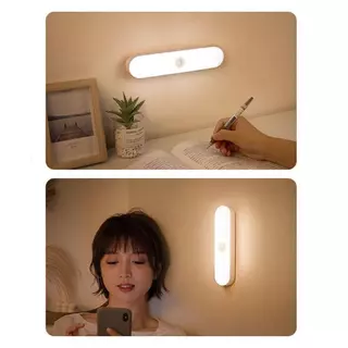 โคมไฟหัวเตียง โคมไฟ ยึดผนังด้วยแม่เหล็ก LED กลางคืนแบบตั้งโต๊ะโคมไฟอ่านหนังสือแบบชาร์จไฟได้ USB แม่เหล็ก กลางคืนเซ็นเซอร์ LED light ชาร์จ USB แบบพกพา 3 สีปรับได้ ป้องกันแสงจากโต๊ะในห้องนอน