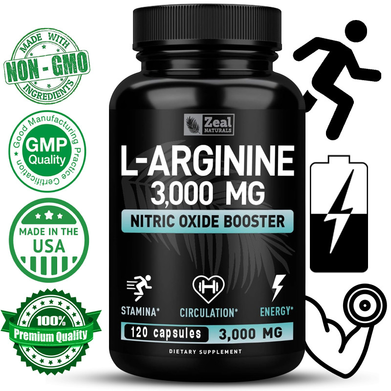 COOLKIN L-Arginine 3000 mg, Nitric Oxide Enhancer - 30/60/120 แคปซูล Made in USA