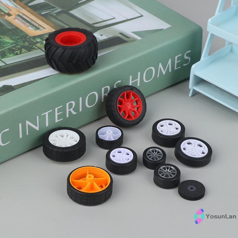 YosunLan] 10PCS PC ล้อยางขอบ Tyres DIY เทคโนโลยี 4WD ยางที่มีสีสัน Hole Dia 2 มม.2.5 มม.3 มม.สําหรับ RC รุ่นรถยนต์ Toycars Part ใหม่